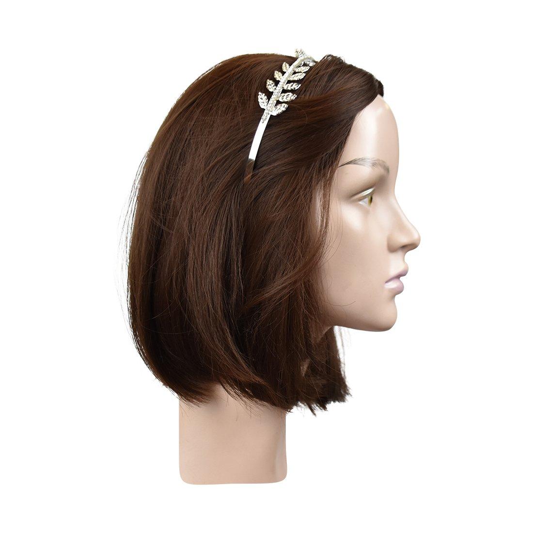 Motique Accessories Motique Accessories Silver Laurel Leaf Shiny Headband Greek Roman Costume Crown Hairband With Diamonds