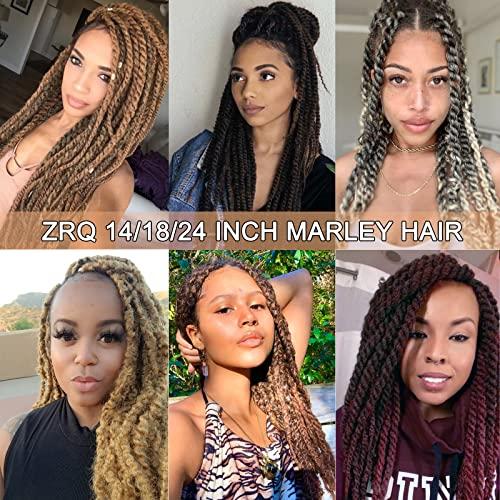 ZRQ ZRQ 18 Inch 2 Packs Marley Twists Braiding Hair, Burgundy Afro Kinky Marley Twists Crochet Braid Hair, Red Cuban Twist Hair For Faux Locs(TBUG#,2 Packs)