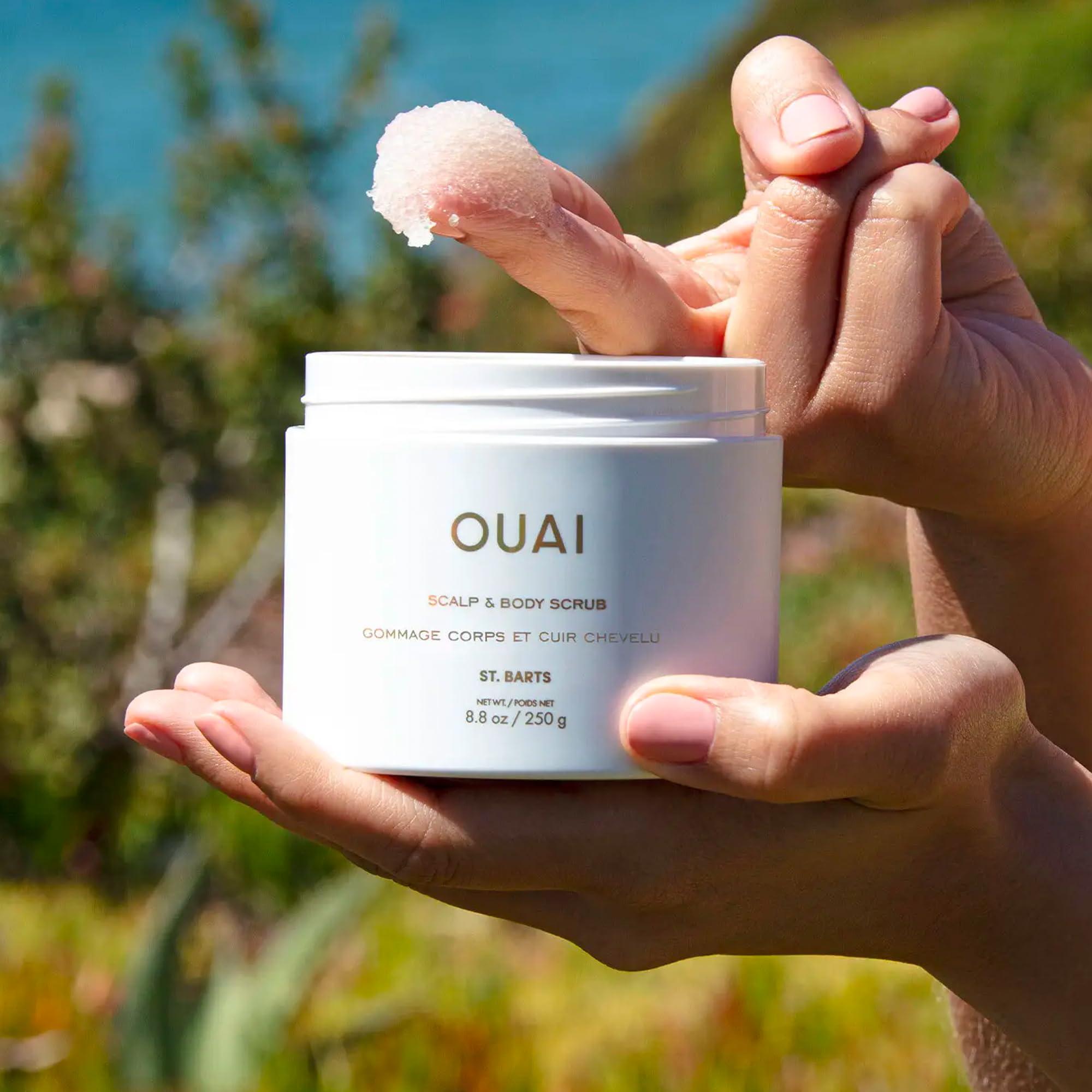 OUAI OUAI Scalp & Body Scrub, St. Barts - Exfoliating Body Scrub with Sugar & Coconut Oil Blend for Smooth, Moisturized Skin - Gentle Scalp Scrub for Removing Product Build Up (8.8 Oz)