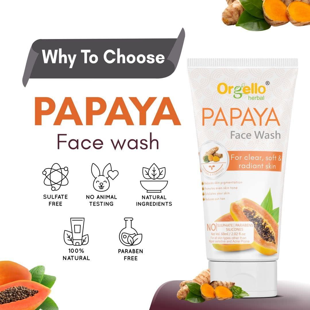 Generic Papaya Face Wash For Clear, Soft & Radiant Skin | For Deep Cleanse, Glowing, Dead Skin and Tan Reduce for Men and Women - Paraben, Sulphate & Silicon Free -60 ml