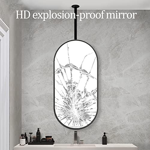 LHYZF LHYZF Oval Ceiling Mirror, with Metal Frame and Boom for Bathroom Washroom Makeup Shaving Cloakroom Bedroom - Customizable Metal Boom (Size : 50cmx70cm)