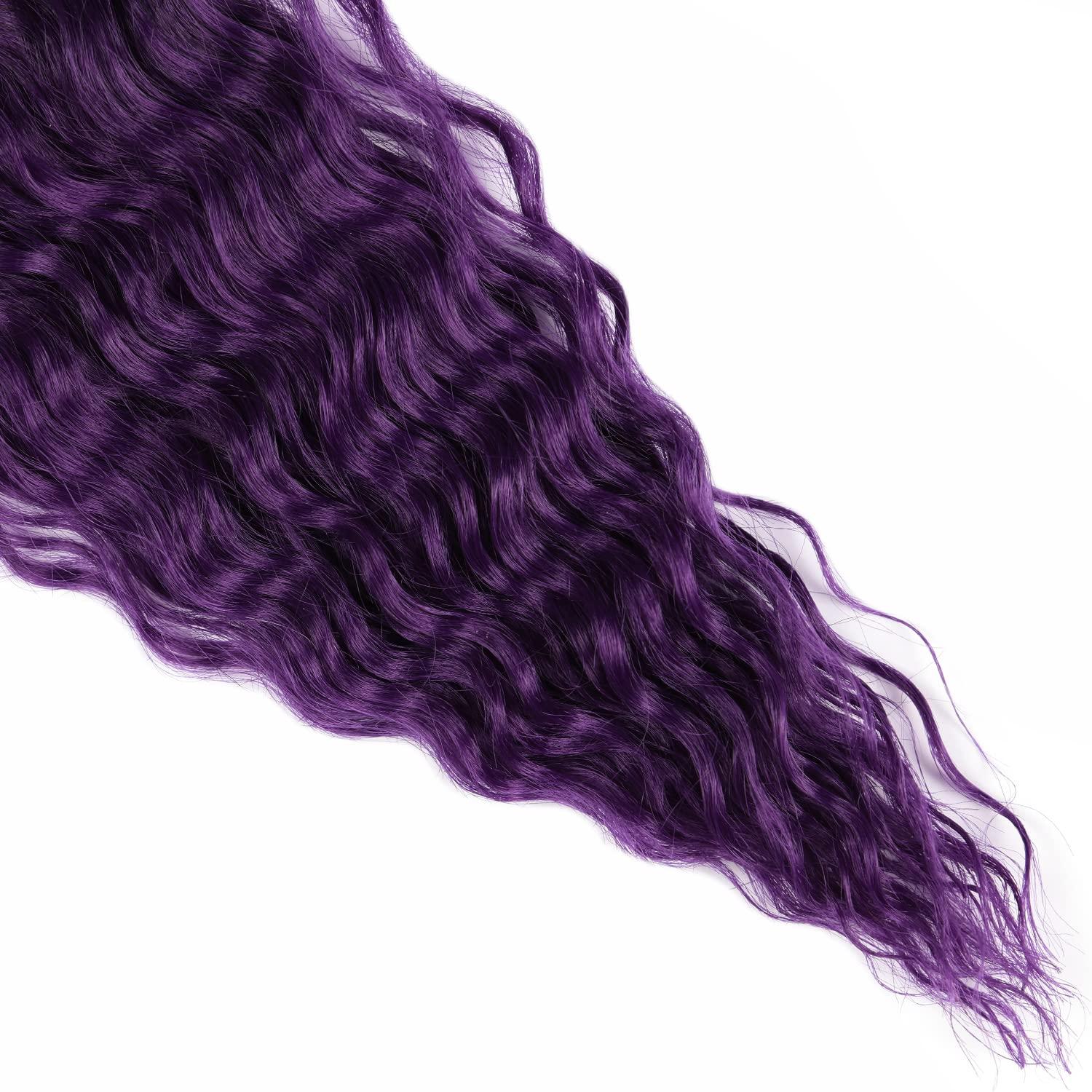 MAYSA MAYSA Purple Ocean Wave Crochet Hair 22inch Black Mix Purple Ombre Deep Wave Crochet Hair 6Packs Synthetic Curly Crochet Hair #1BT Purple