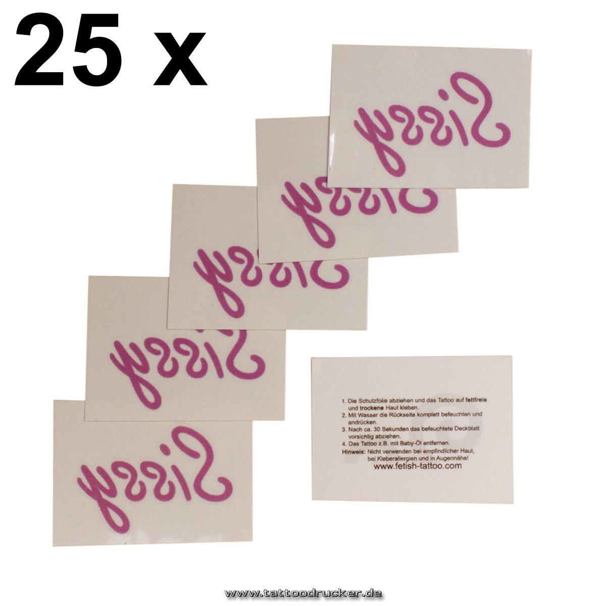 Tattoodrucker 25 x Pink Sissy Boy Tattoo - Sissy Maid - Sissy Cuckold - Sissy Lettering - Sissy Sign (25)