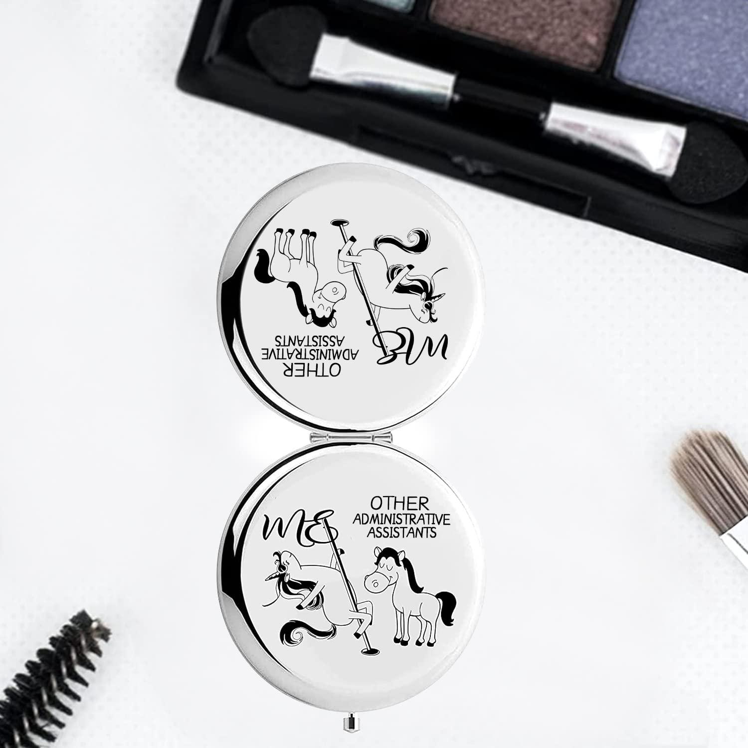 BoomBoomGifts Christmas Gifts for Admin Assistants,Admin Assistants Zipper Makeup Bag Cosmetic Pouch,Assistants Canvas Travel Toiletry Pouch,Admin Assistants Compact Mirror,Administrative Assistants Gift