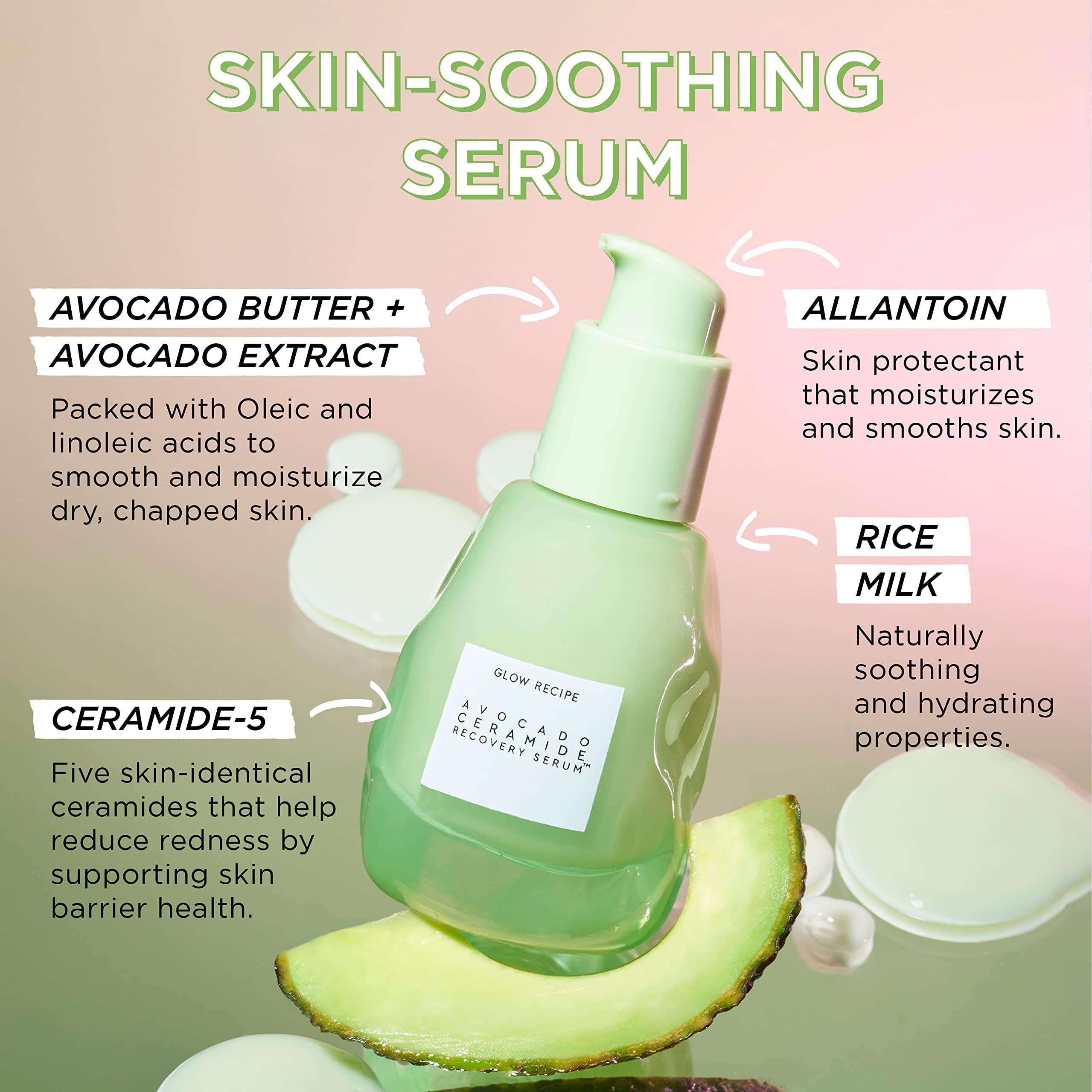 Glow Recipe Glow Recipe Brighten + Soothe Duo - Watermelon Glow Niacinamide Dew Drops (40ml) Highlighting Serum + Avocado Ceramide Recovery Serum (30ml) to Reduce Look of Redness, Uneven Tone, and Dark Spots