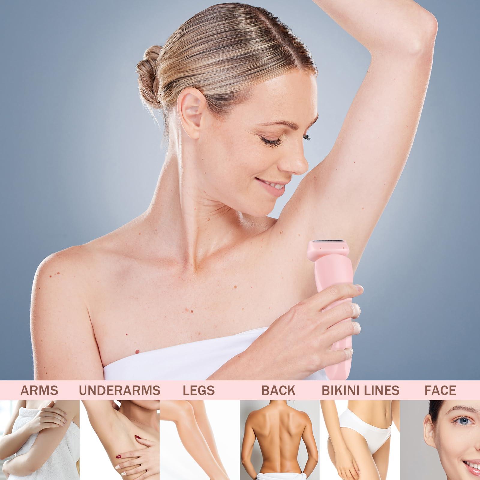 Boderi Electric Razors Shaver for Women, 2 in 1 Women Electric Razor for Leg Arm Face Pubic Area, Cordless Bikini Trimmer Hair Removal Portable Electric Shaver for Travel