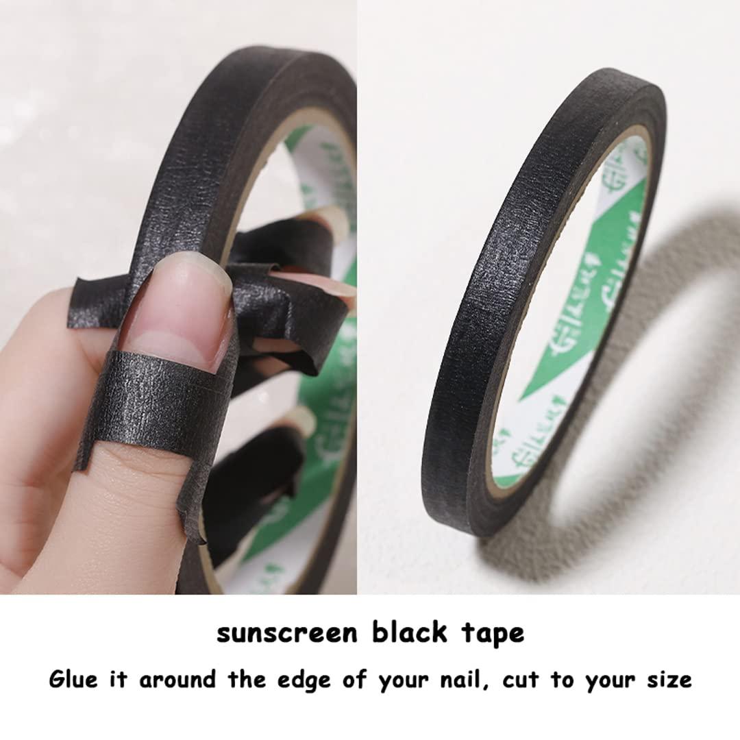 Tsangbaby Gel Manicure Gloves Black Tape Set Anti UV Fingerless Gloves Gel Nail Gloves Sun Protection Shield Gloves for LED Nail Lamp