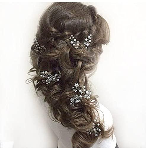 EVILD EVILD Bride Wedding Pearl Hair Pins Sliver Crystal Hair Piece Flower Bridal Hair Accessories for Women(Pack of 3)