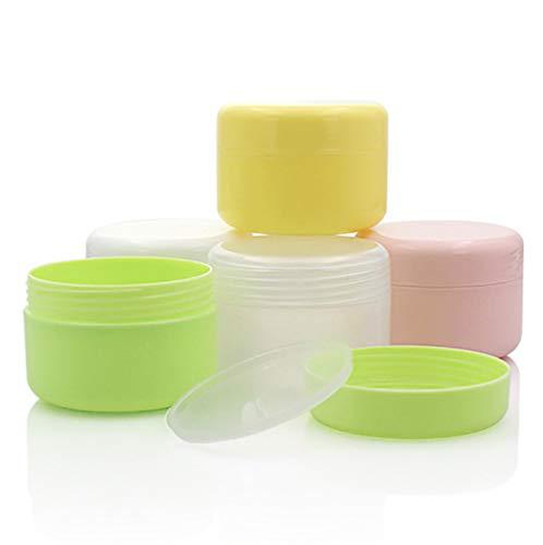 XINGZI 3Pcs 150ml/5oz Yellow PS Empty Refillable Leakproof Cosmetic Jars with Liners Dome Lid Facial Body Cream Pots Tins Boxes Cases Containers Dispense Sample Bottle for Cosmetic Cream Lotion Storage