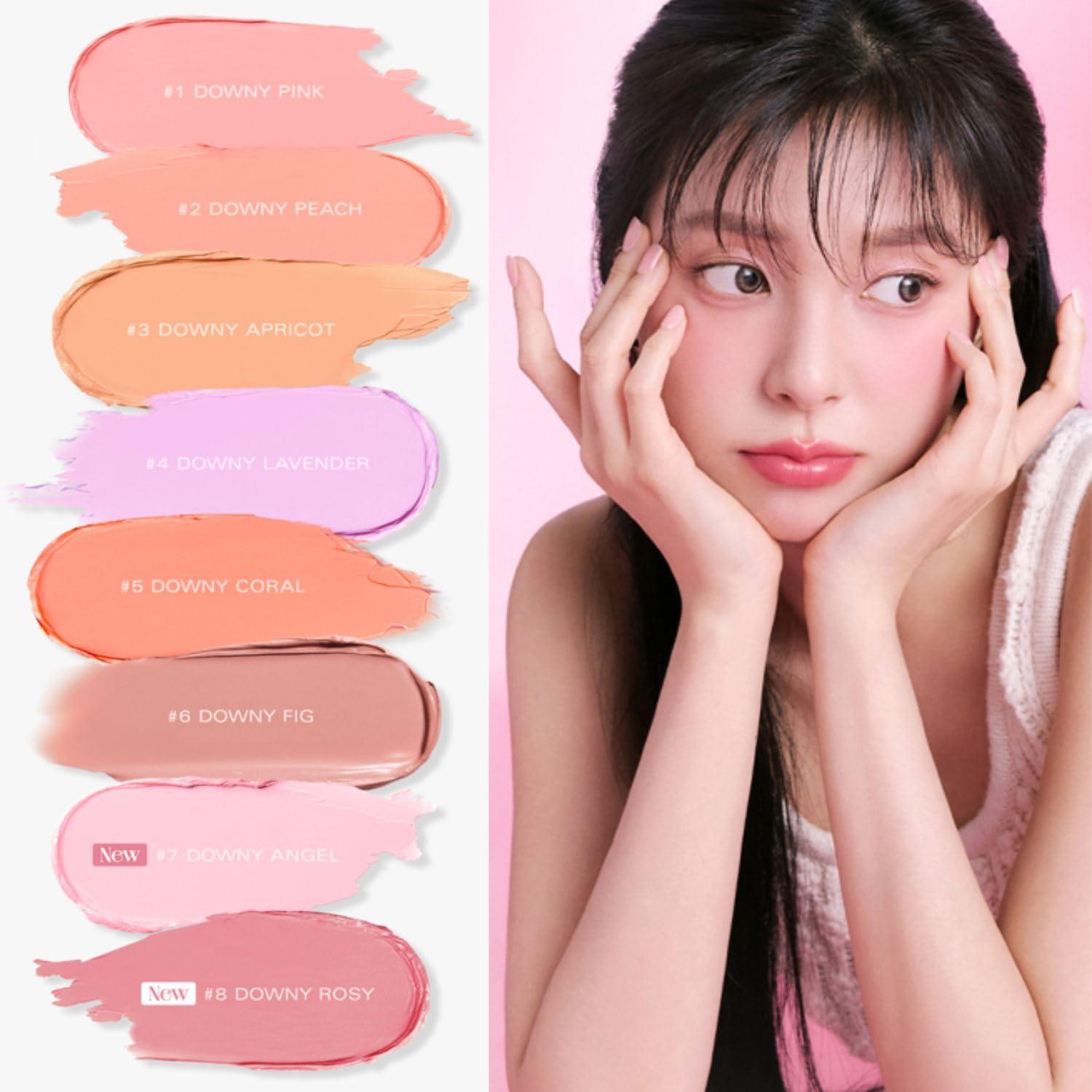 BBI@ BBIA BBIA Ready To Wear Downy Cheek Cream Blush 2P Set (08 DOWNY ROSY + 02 DOWNY PEACH) / Blendable and Lightweight Cheek Makeup, Highly Pigmented with Long Wearing Formula