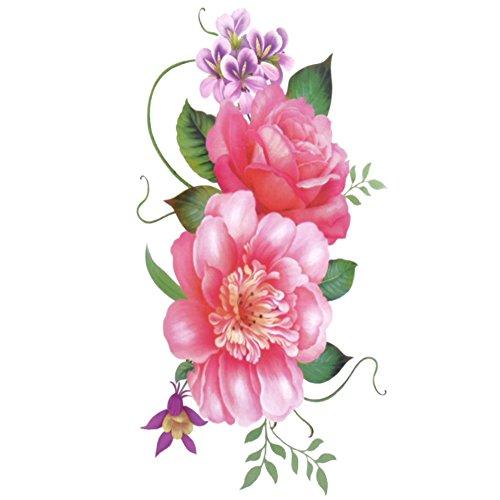 TAFLY TAFLY Beautiful Pink Flowers Fake Temp Tatoo Sticker for Women Waterproof Body Tattoo 5 Sheets
