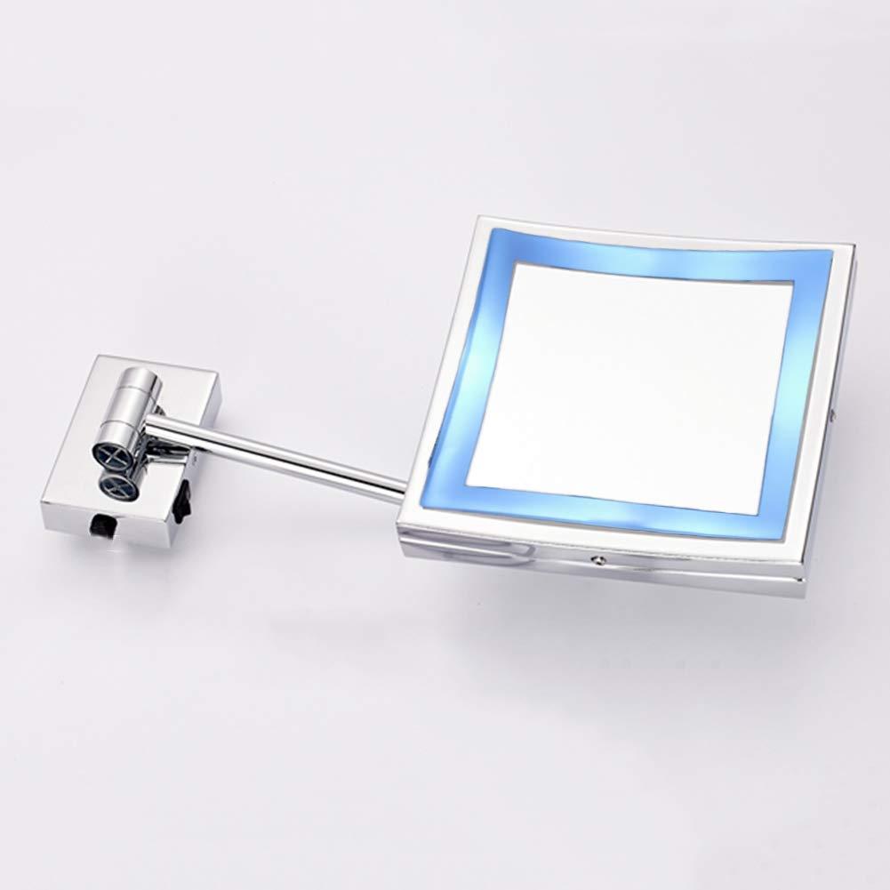 VVQQFGXN VVQQFGXN Wall-Mounted Makeup Mirror Shaving Mirror for Hotel Vanity Adjustable Extendable Square 7.9inch 3X Magnifying