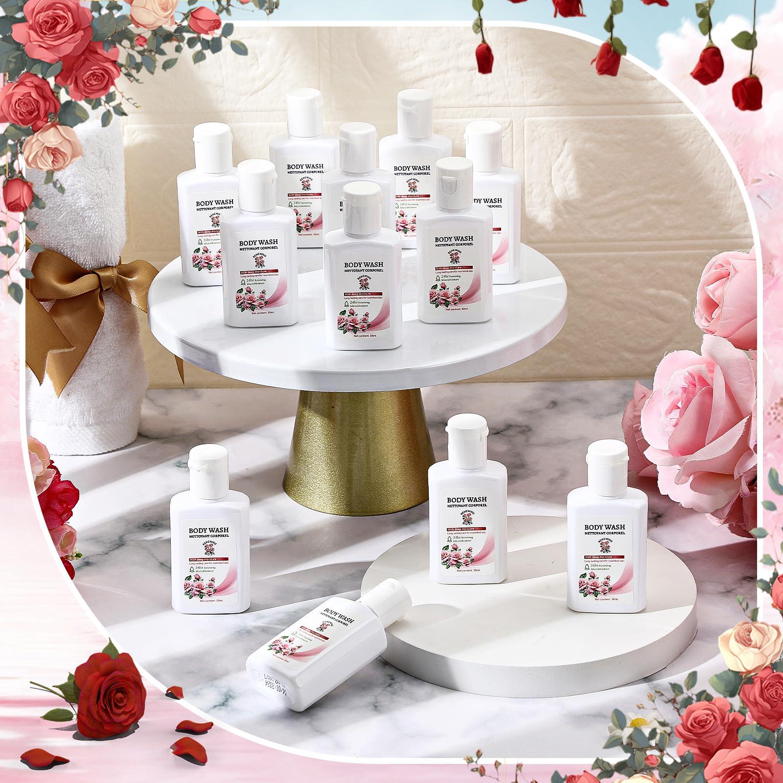 Swiffen Swiffen 12 Pack Travel Size Body Wash Bulk 1 oz Mini Moisturizing Body Wash for Women Men Coworker Birthday Christmas Mothers Day Teacher Nurse Gift (Rose)