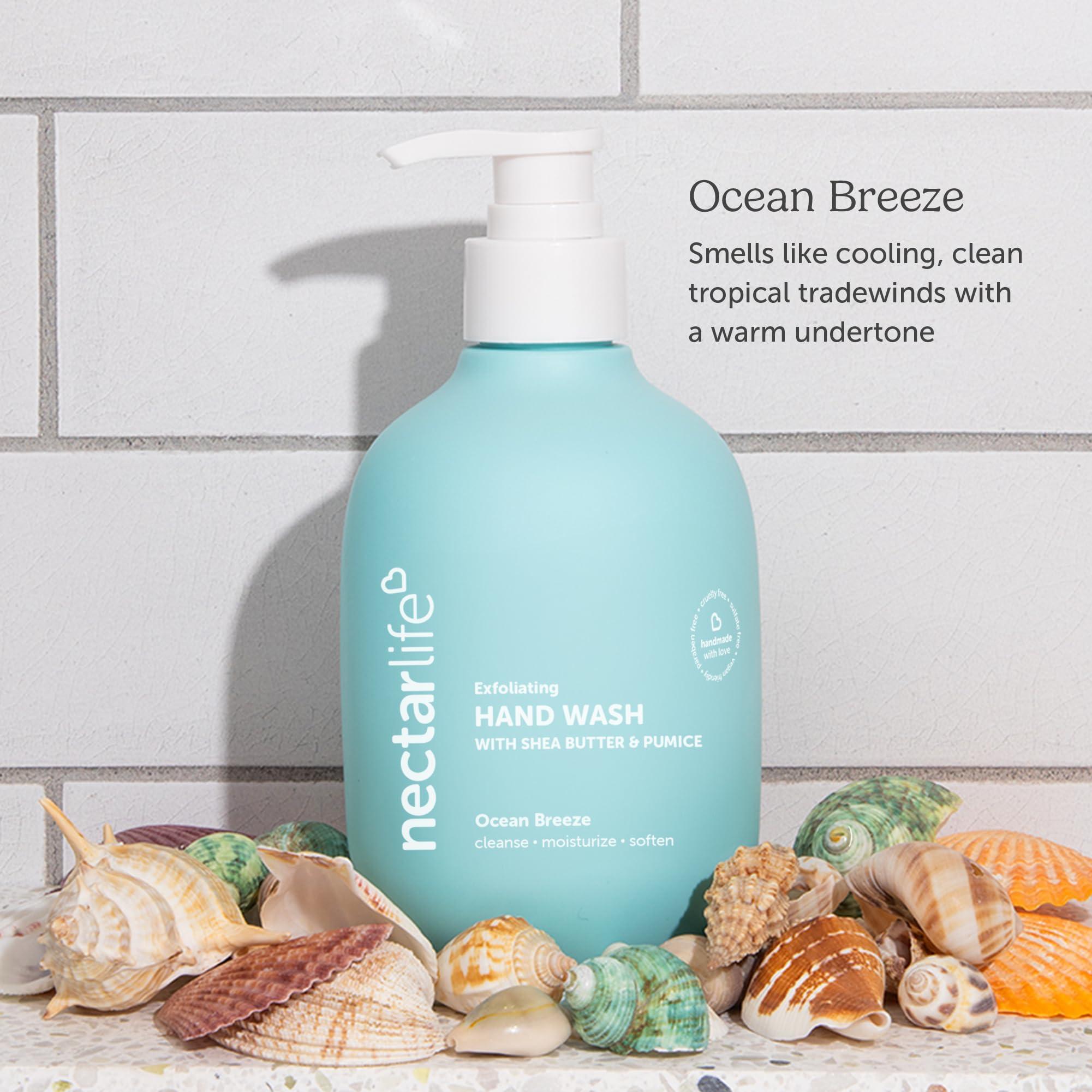 Nectar Bath Treats Nectar Life Exfoliating Hand Wash with Shea Butter & Pumice, Ocean Breeze Scent, Set of 3