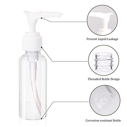 Sliverdew 4 Pack Transparent Travel Bottles Empty Plastic Pump Bottles Dispenser Clear Mini Hand Soap Dispenser Foamer Bottle Refillable Travel Pump Bottle for Lotion, Liquids, Toiletries, Shampoo 50ml 1.7oz