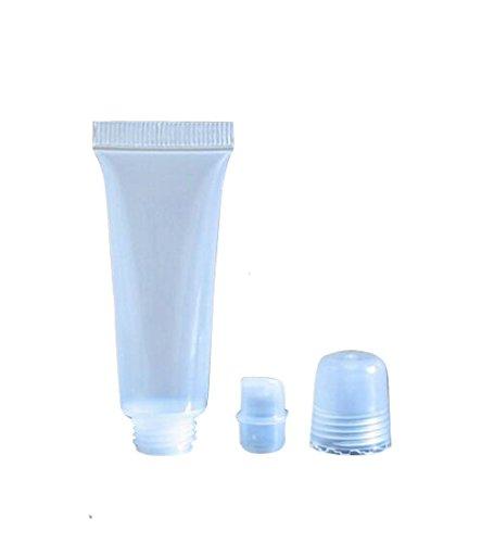 SYBL 10Pcs Empty Clear Plastic Tubes - Mini Empty Refillable Soft Squeezable Cosmetic Containers Tubes Jars For Storing DIY Lip Balm Lip Gloss Sample With Inner Plug size 10ML