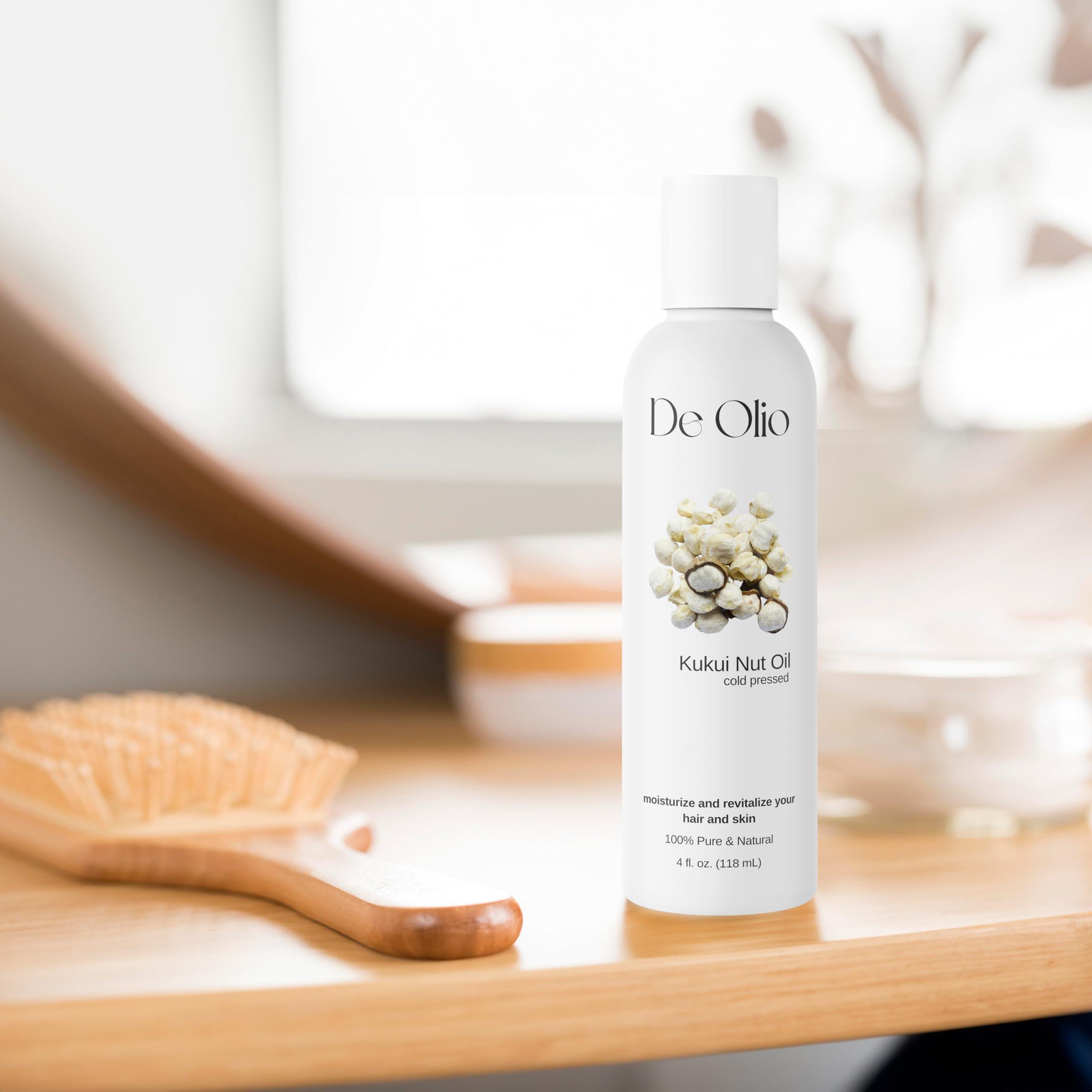 De Olio De Olio | Kukui Nut Oil | 100% Pure & Natural | Imported from Hawaii | Cold Pressed | Carrier Oil for Skin, Face, Hair, Soap Making | 16fl. oz. (473 mL)