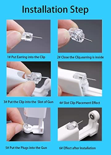 psaakon Self Ear Piercing Kits – 2 Pack Self Ear Piercing Gun, Disposable Ear Pearcings Kit with 3mm Silver Black Gold Ball Earring Studs,Safety Ear Piercing Gun Kit Tool (Black)