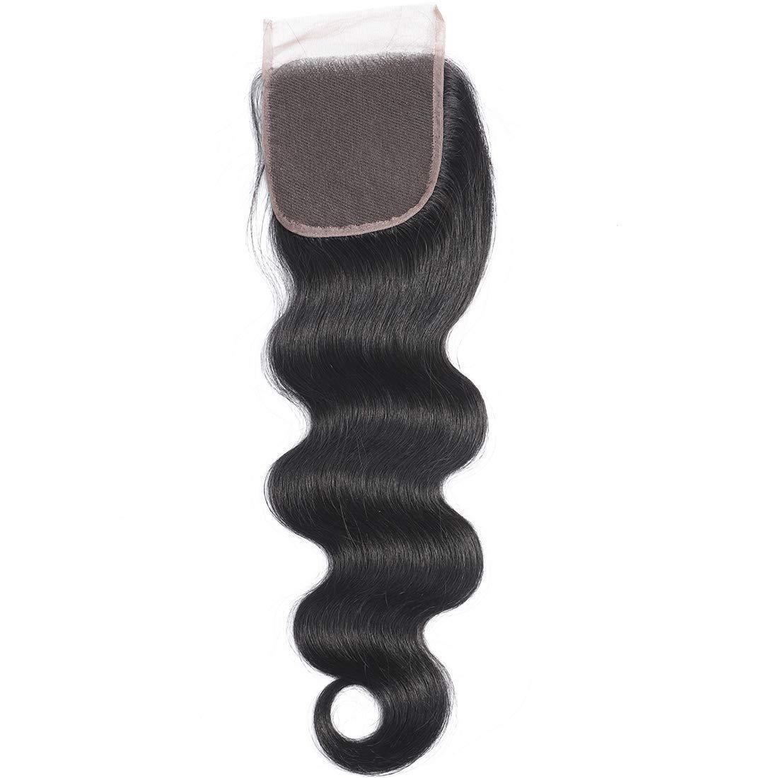 Misoun Brazilian Body Wave Lace Closure 20inch 4x4 Human Hair Free Part Swiss Lace Closure Natural Brazilian Virgin Human Hair Body Wave Top Swiss Lace Closure 130% Density