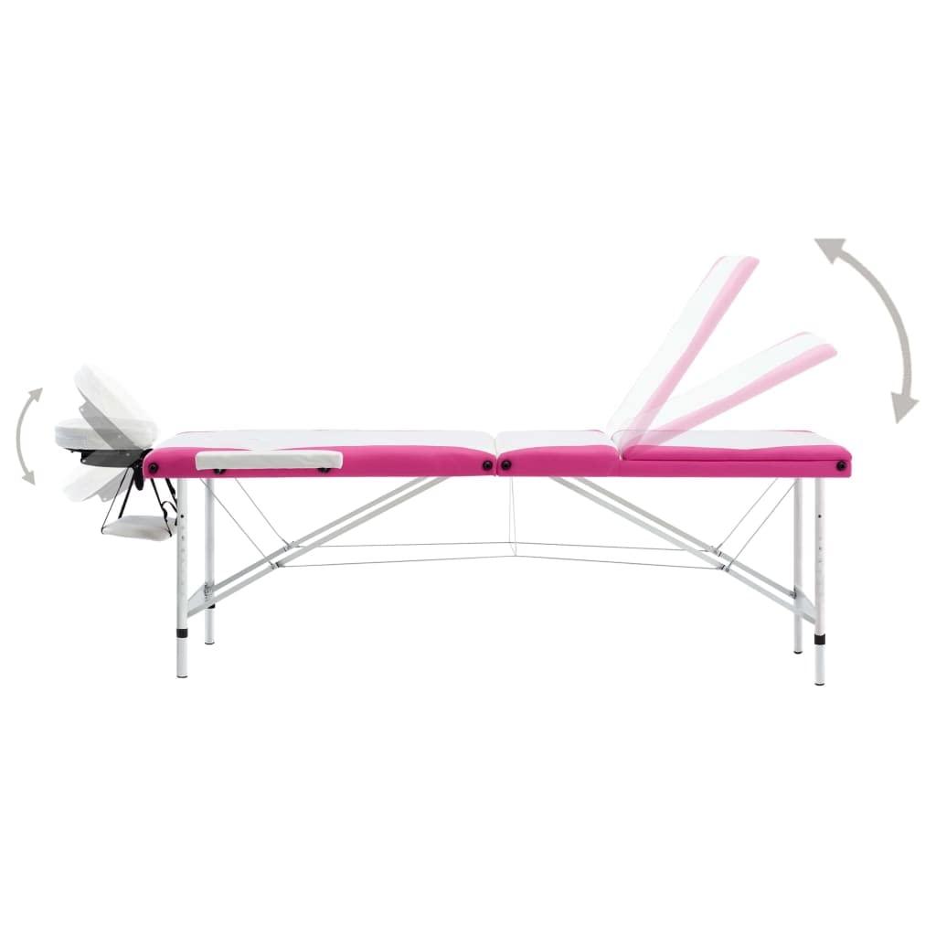 Gecheer Gecheer 3-Zone Foldable Massage Table Aluminum White and Pink SJ70079A