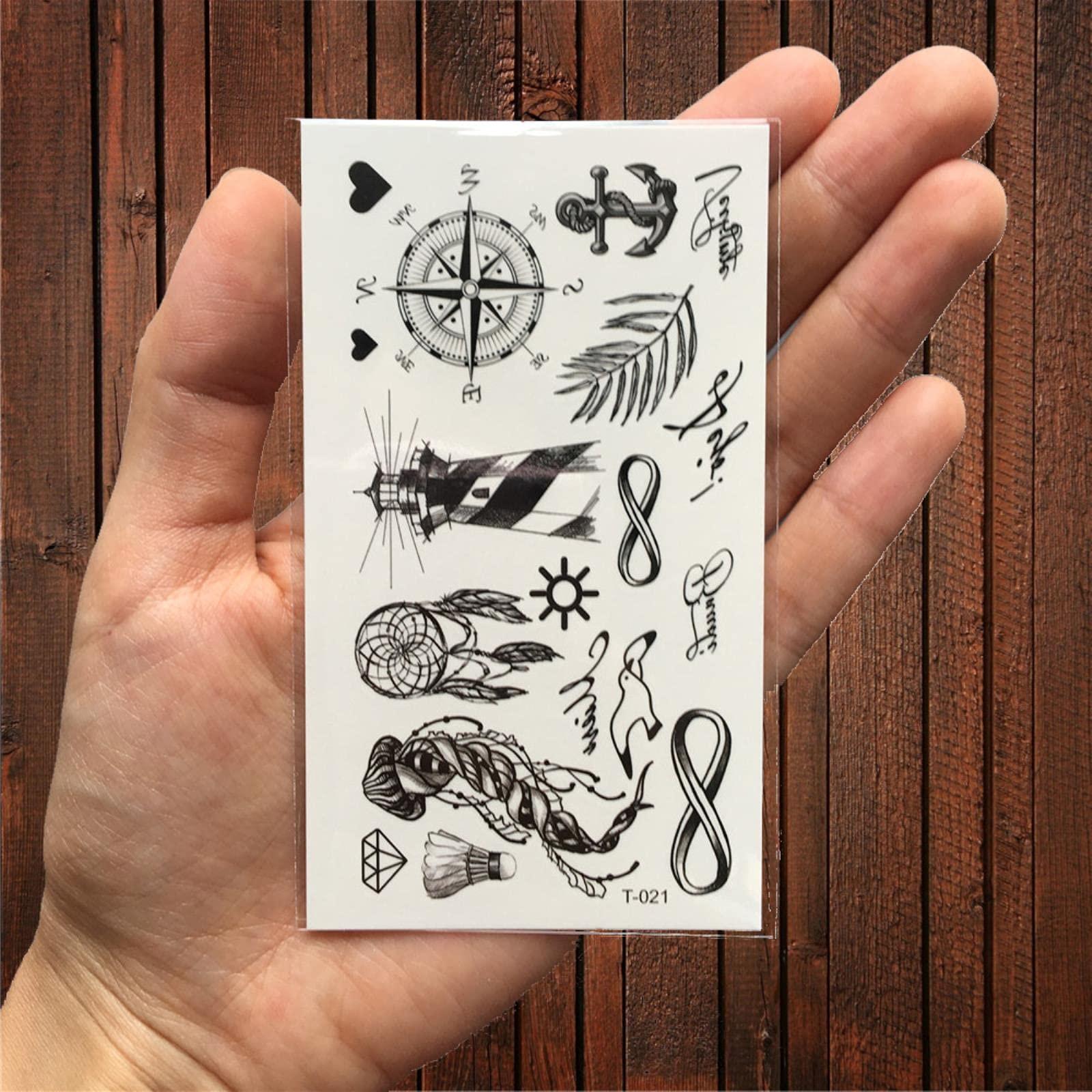 shulian Waterproof Black Infinity Tattoo Feather Bird Women Body Hand Art Drawing Temporary Tattoo Stickers Men Finger Tatto Small Paste-AT209