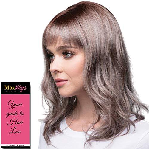 Rene of Paris & Maxwigs Nakia Wig Color Caramel Brown - Rene of Paris Wigs 13" Long Layered Wavy Soft Facial Lines Synthetic Fiber Basic Average Cap Hi-Fashion Collection Piece-y Bangs Bundle MaxWigs Hairloss Booklet