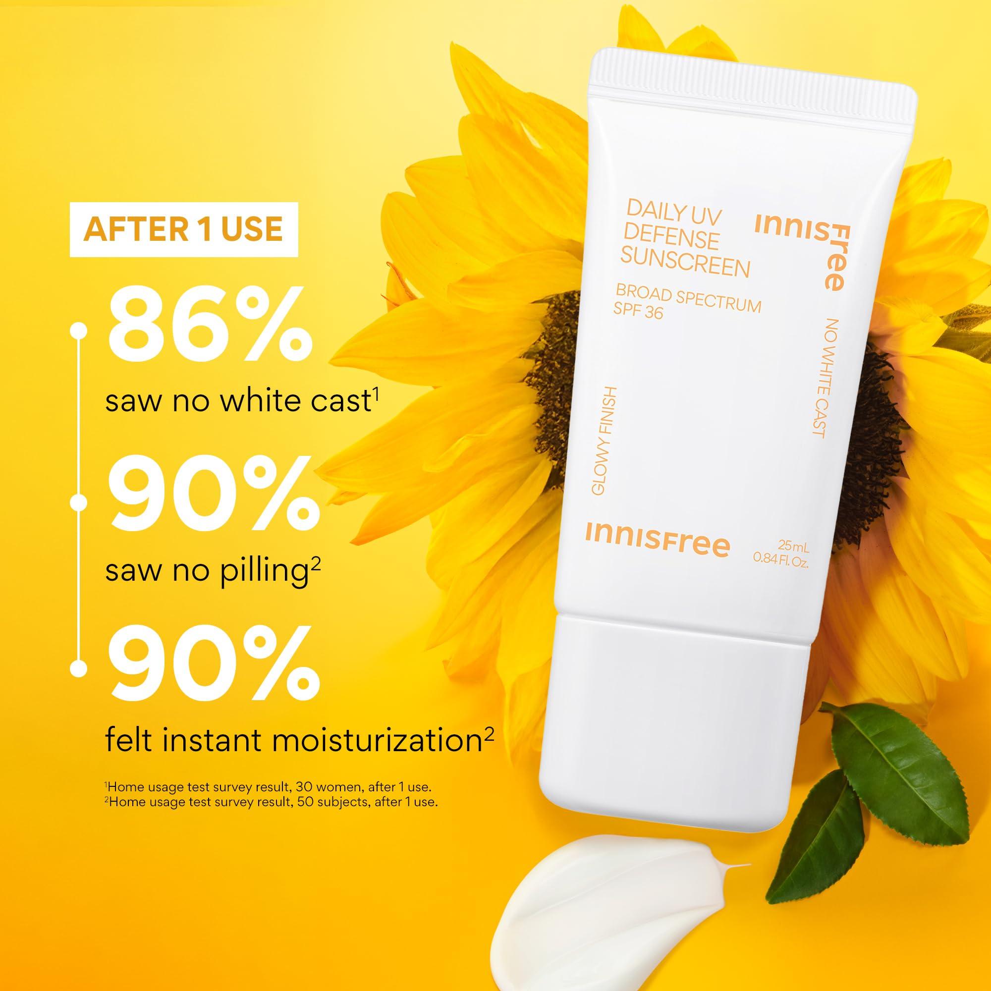 innisfree innisfree Daily UV Defense Sunscreen Broad Spectrum SPF 36 JUMBO, Invisible Korean Sunscreen for Face with No White Cast (Packaging May Vary)