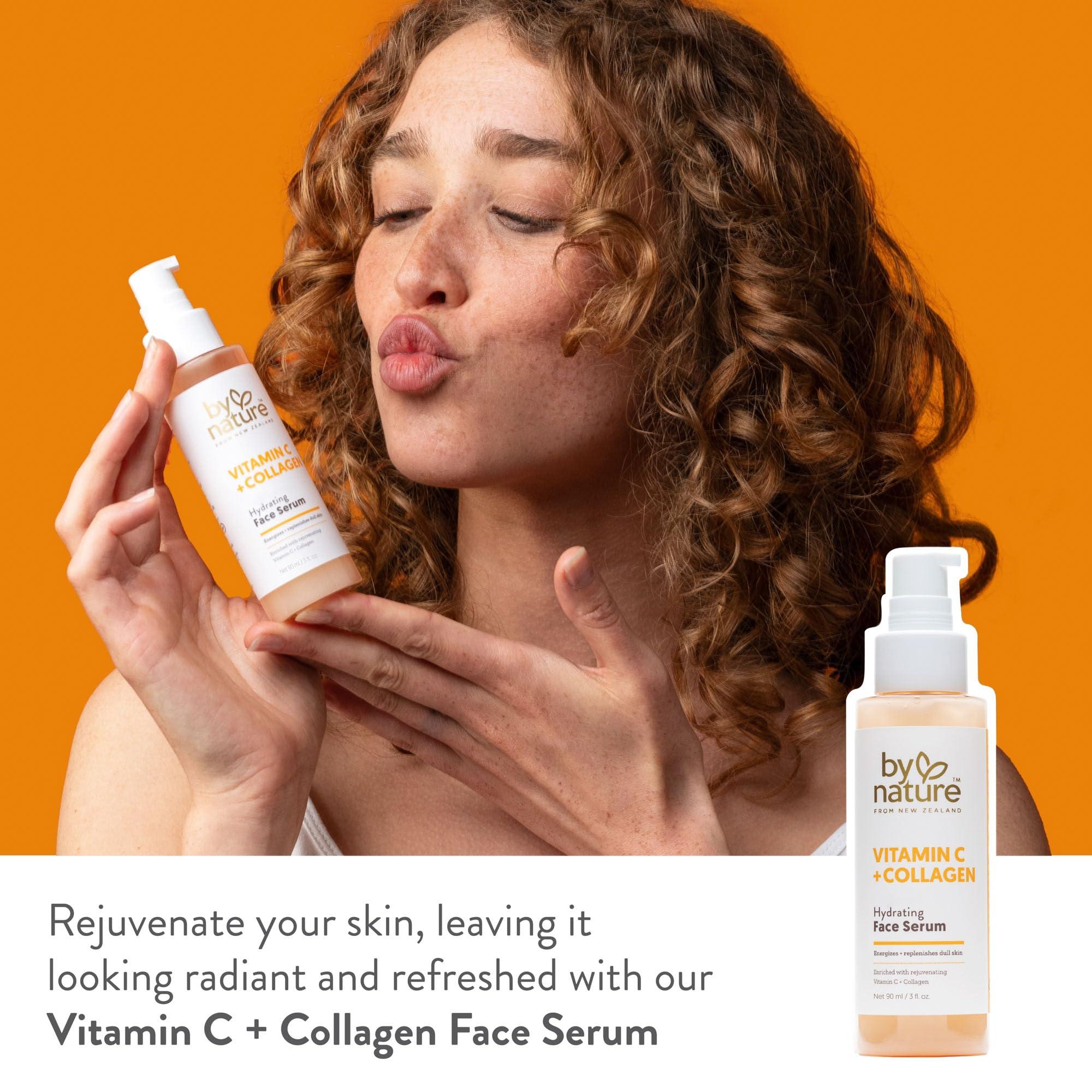 By Nature From New Zealand By Nature Vitamin C + Collagen Face Serum - Restore and Energize Tired Skin with Brightening Vitamin C, Plumping Collagen, Plus Texture Enhancing Turmeric - Premium Skin Care Serum for Face - 3fl. oz.