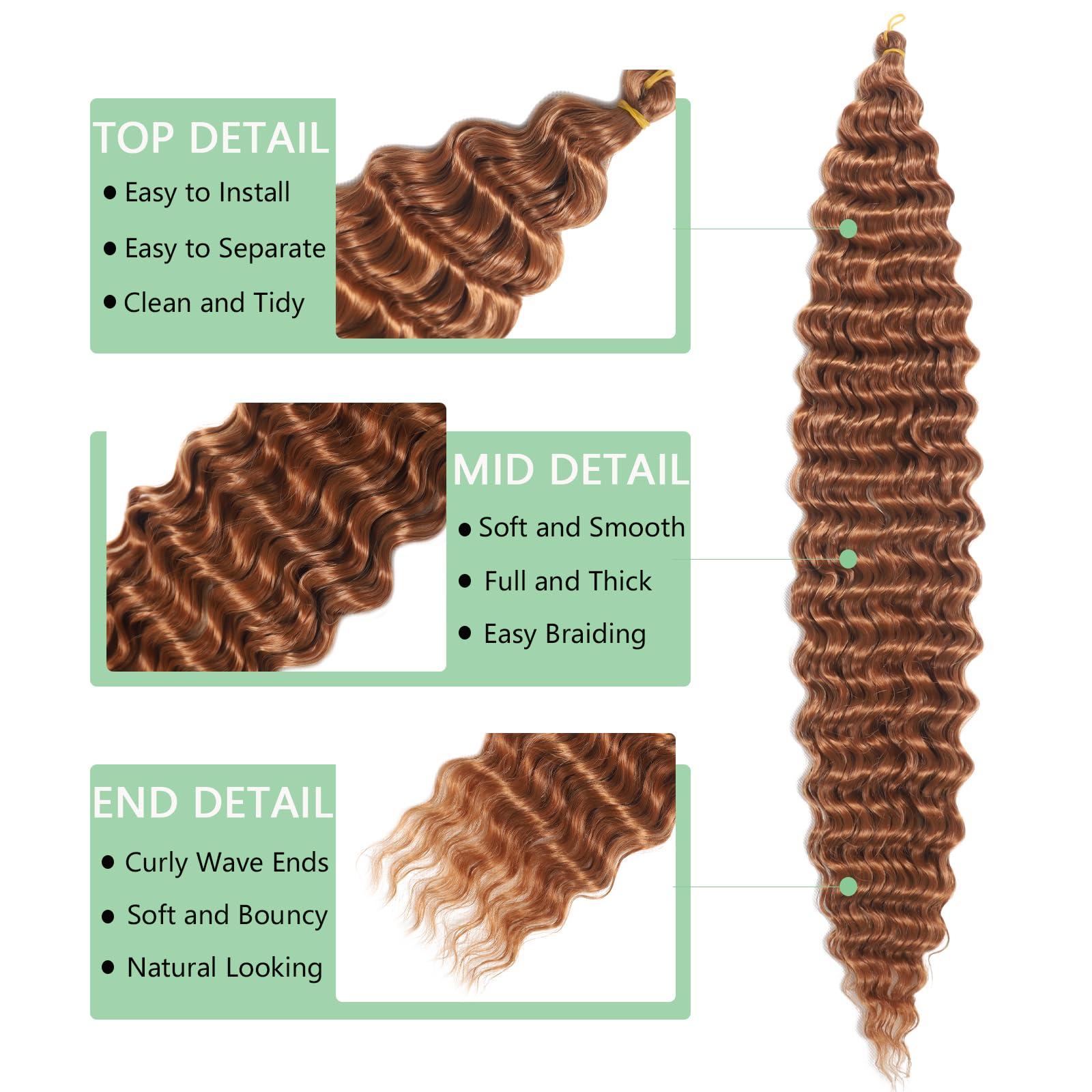 poetically 26 Inch Ocean Wave Crochet Hair 2Packs Browm Deep Wave Crochet Hair Curly Wavy Braiding Hair Synthetic Wet and Wavy Crochet Hair Ocean Wave Crochet Hair for Goddess Braids