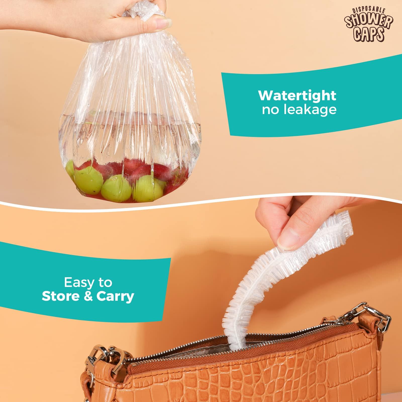 LEOBRO LEOBRO Disposable Shower Caps, 100PCS Shower Caps, Shower Cap for Women Waterproof, Disposable Clear Plastic Shower Cap for Women, Thick Plastic Caps for Hair Treatment, Regular Size 17.3 INCH