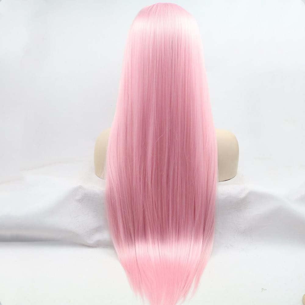 Kalisa Kalisa Pink Lace Front Wig Long Silky Straight Light Pink Free Part Wig Synthetic Pink Glueless Wig Heat Resistant Fiber Soft Wigs for Women Cosplay Daily Wear