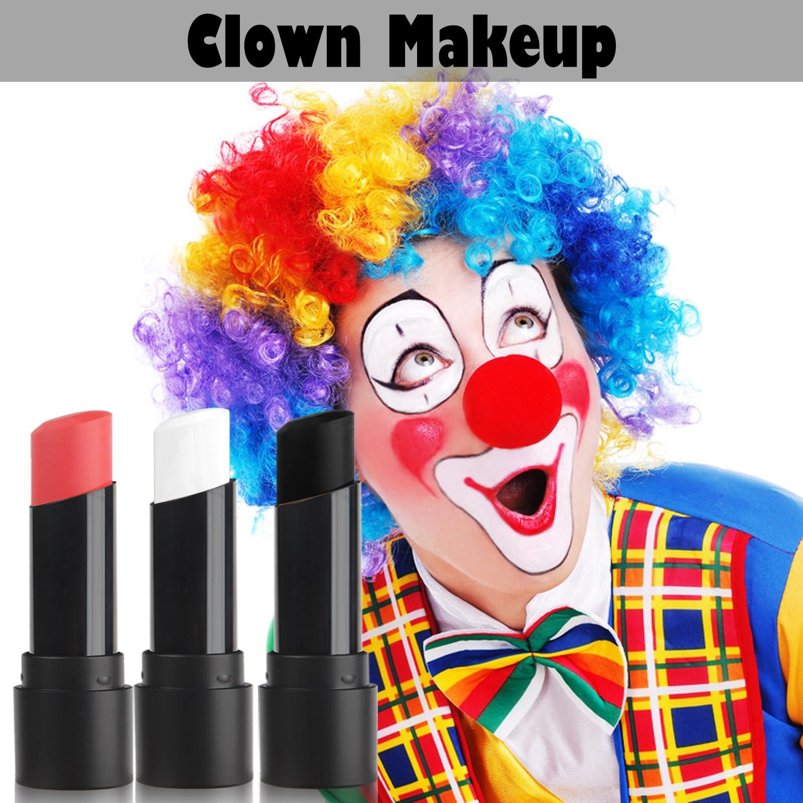 MEICOLY MEICOLY Clown White Joker Devil Makeup Kit,Cream Black White Red Face Body Paint Stick,Halloween Face Paint for Vampire Skeleton Clown Spiderman,Eye Black Stick for Baseball/Football/Softball
