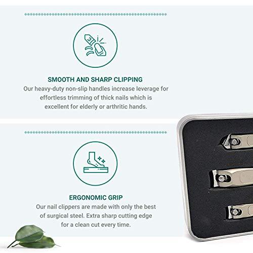 Purely Northwest Purely-Northwest-Nail-Clipper-Set - 3 Piece ,Stainless Fingernail & Toenail Clipper Set for Manicure & Pedicure, Surgical Stainless Steel, Heavy Duty