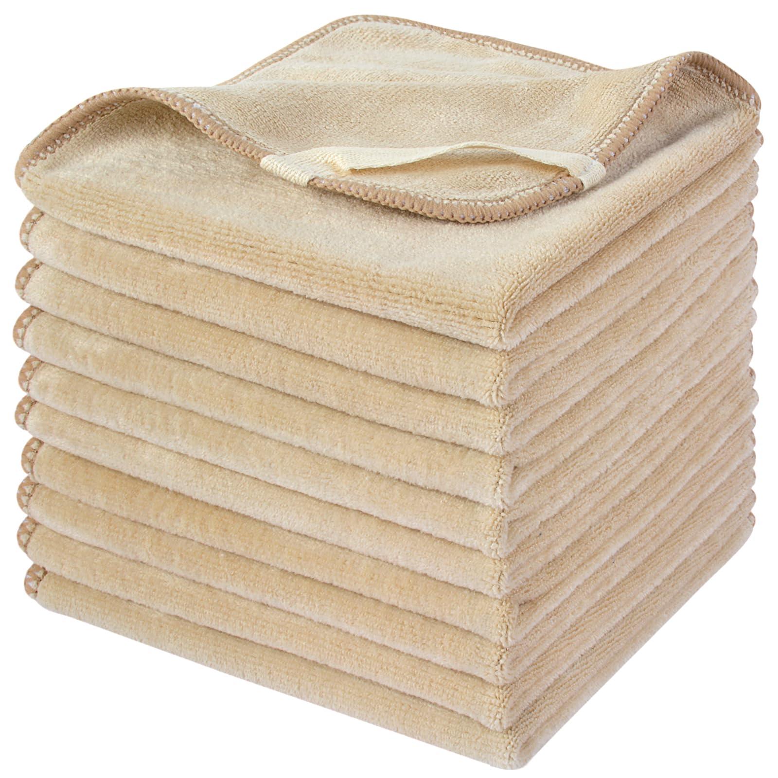 SINLAND SINLAND Microfiber Facial Cloths Fast Drying Washcloth 12inch x 12inch (10pack, Cream)