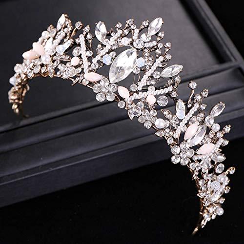 Fdesigner Fdesigner Baroque Wedding Crown Crystal Bride Crowns and Tiaras Vintage Queen Pearl Headpieces Prom Bridal Flower Hair Accessories for Women and Girls (Silver ?)