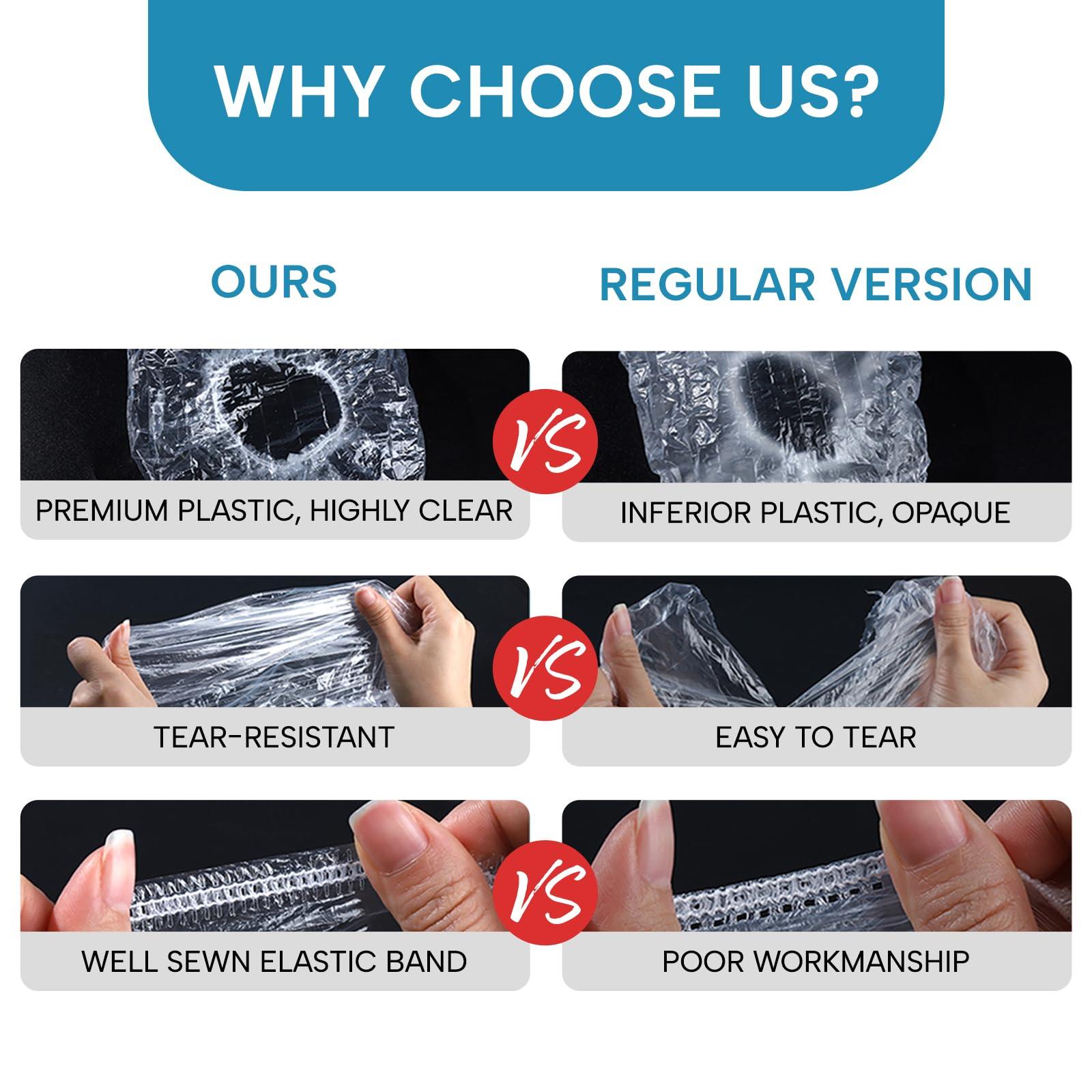 YIZIJIZI YIZIJIZI Disposable Shower Caps,Large Thick Clear Waterproof Shower Cap for Women, Large Size 20.5\", Home Use, Spa, Hotel and Hair Salon, Clear Shower Caps for Travel (70)