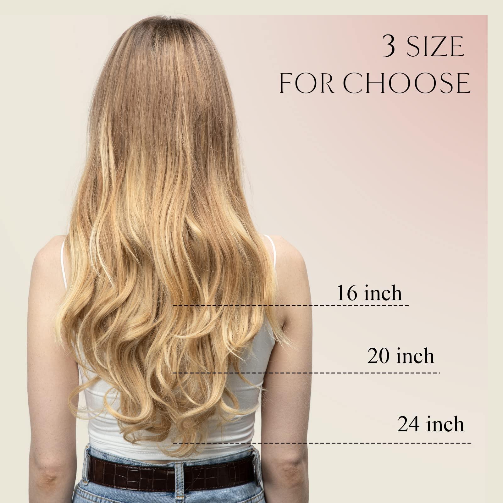 SARLA SARLA Clip in U Part Hair Extensions Synthetic Long Wavy Curly Thick Full Head Hairpiece for Women Light Auburn 24 Inch