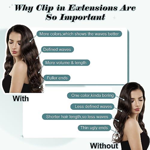 Full Shine Full Shine Balayage Brown Human Hair Clip in Extensions 20 inch Dark Brown to Light Brown Mix Blonde Balayage Clip in Hair Extensions Straight Real Hair Extensions Double Weft 7pcs/120g
