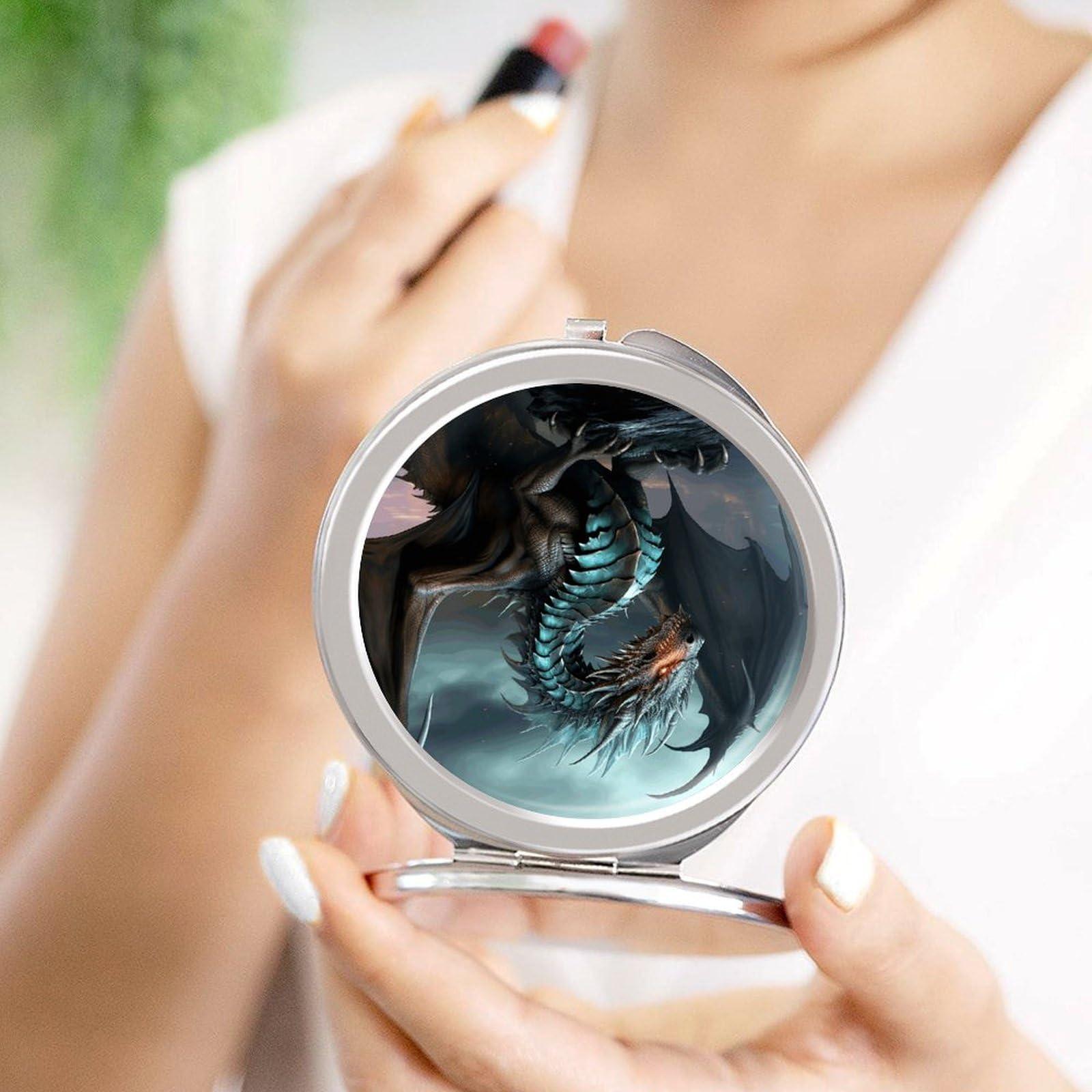 NHYDSPQ NHYDSPQ Makeup Mirrors,Cool Dragon Print Hand Mirror,Small Vanity Mirror,Mini Compact Travel Makeup Mirro