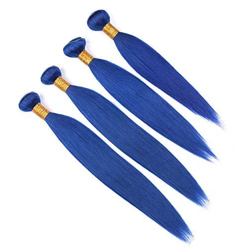 Tony beauty hair Tony Beauty Hair Dark Blue Brazilian Straight Weaves Human Hair 4 Bundles and Closure Pure Blue Virgin Hair Closure with Bundles Navy Blue Hair Extensions with Lace Closure (12 12 12 12 with 10)