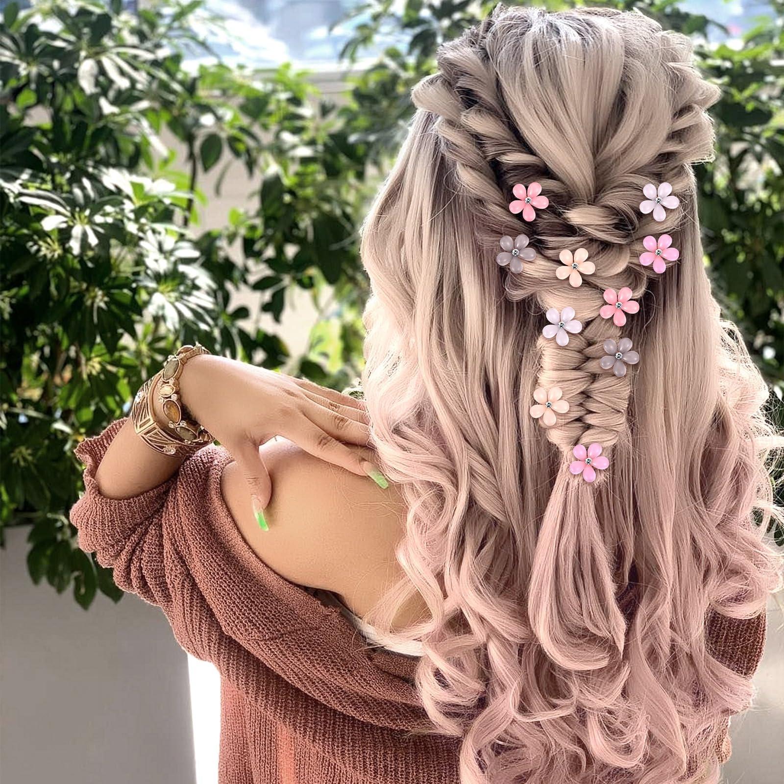 ITingstere 10Pcs Small Hair Claw Clips for Teens Women Mini Flower Hair Clips with Crystal Cute Metal Hair Pin Sparkling Barrettes for Sweet Bangs Nonslip Side Clip Hair Accessories