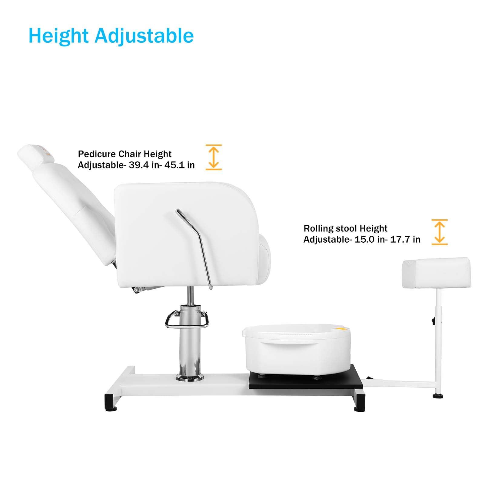 EtherealZYF EtherealZYF Pedicure Chair Station with Stool, 360 Rotation Hydraulic Reclining Pedicure Chair No Plumbing Unit Station with Foot Basin White