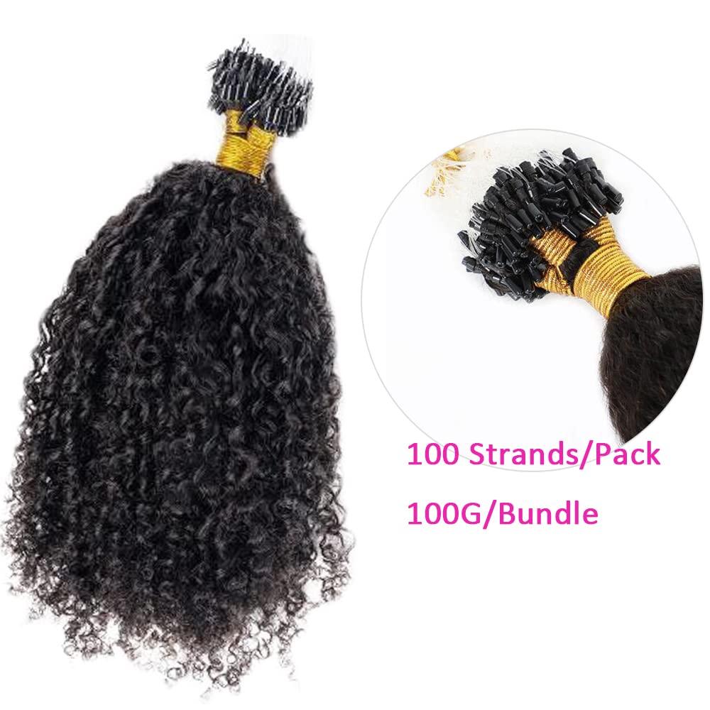 YiXing YiXing Micro Loop Hair Extensions Kinky Curly Brazilian Human Hair Microlink Hair Extensions for Black Women 50g Per Bundle Micro Rings Hair Extensions Curly 1g /Strands 16Inch Natural Color