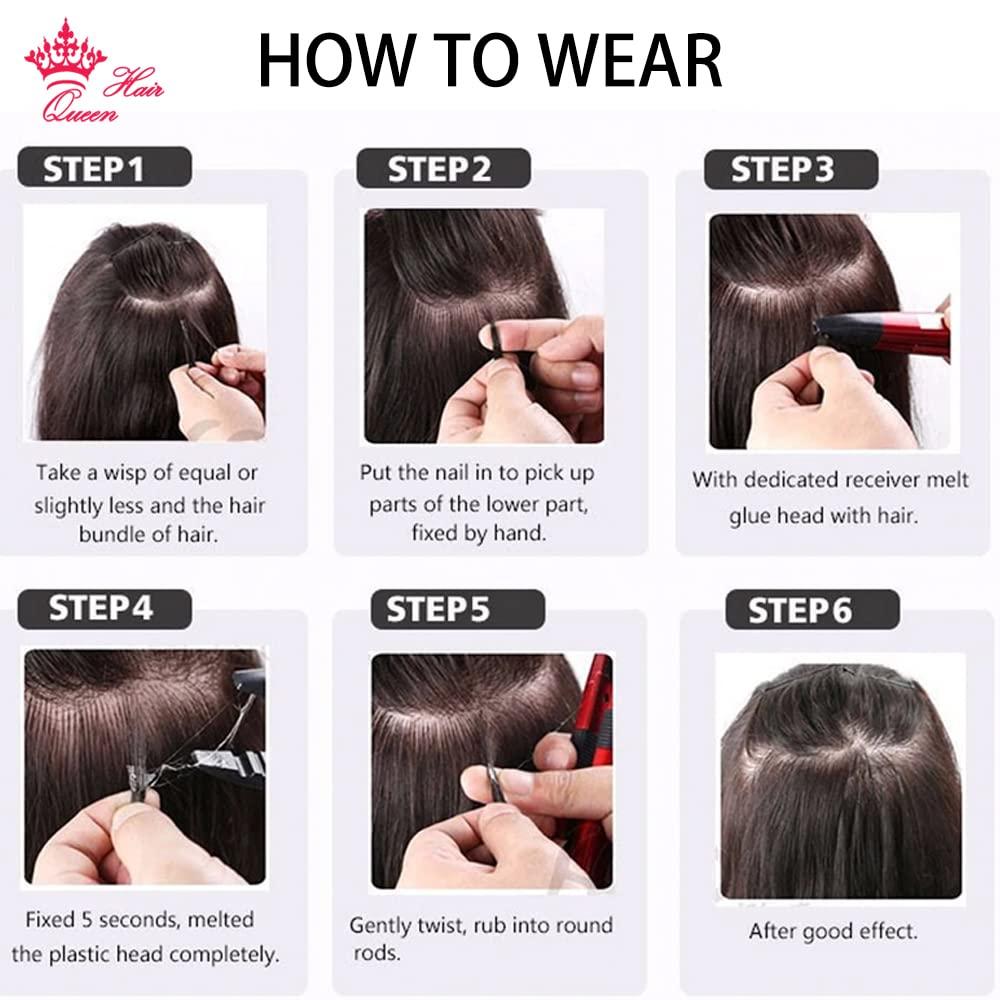 Queen Hair Queen Hair Products 8D Silicone Nano Ring 100% Human Hair Micro Links Micro beads Hair extension Invisible Mini Silicon Beads Easy to Install (26inches, 8D Silicone Nano Ring)