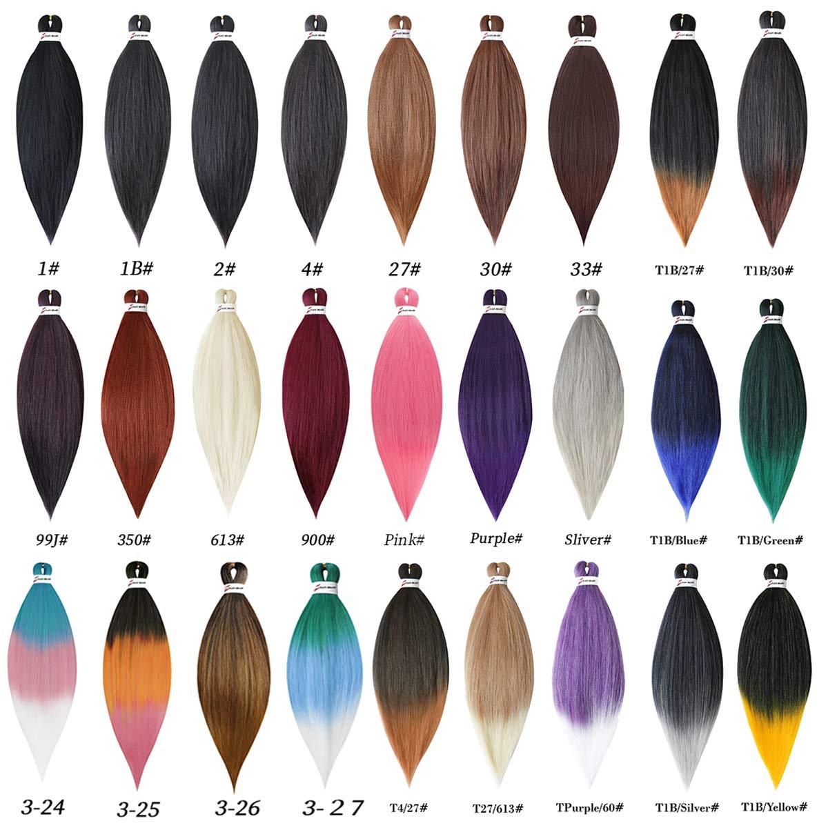 LesafeV Ombre Braiding Hair 6Pcs/Pack Crochet Extension Hair 26" Long Synthetic Yaki Brads Easy Jumbo Pre Stretched Hair Extension For Women T1B/900#