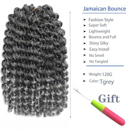Svolna 3Packs 2X Ringlet Wand Curl 12 Inch Jamaican Bounce Crochet Hair Synthetic Crochet Braids Hair Extensions Crochet Braiding Hair 20 Roots (12Inch (Pack of 3), TGrey)