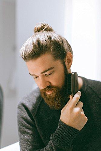 BRUSHYOURBEARDIN (TM) Beard Brush - Premium - 100% Boar Bristle - For the Modern Gentleman - Stained Hard Wood - Laser Etched Logo - Ergonomic Handle - Magnetic Carrying Case - Full or Patchy Facial Hair (Brush)