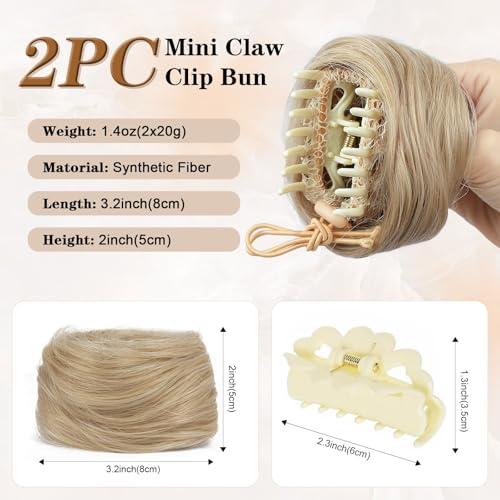 HANYUDIE HANYUDIE Space Buns Hair Pieces 2PCS Claw Clip in Hair Bun Mini Bun Hair Scrunchies Extension for Women Girls 18/613