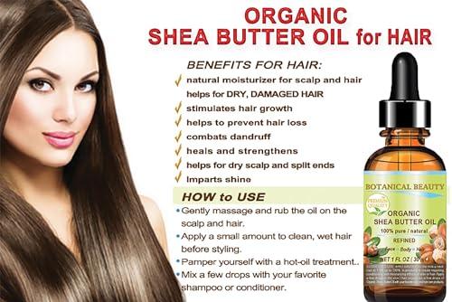 Botanical Beauty Botanical Beauty ORGANIC SHEA BUTTER OIL 100% Pure Natural Undiluted Refined Cold Pressed Carrier Oil. 1 Fl.oz.- 30 ml. for Face, Skin, Hair, Lip, Nails. African Shea (Karite) Nut Oil