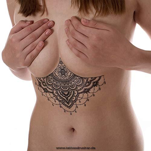 Tattoodrucker 10 x Sternum Underboob Tattoo in Black - Sexy Underboob Tattoo - No China! (10)